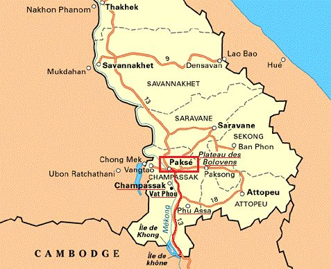 Carte sud Laos